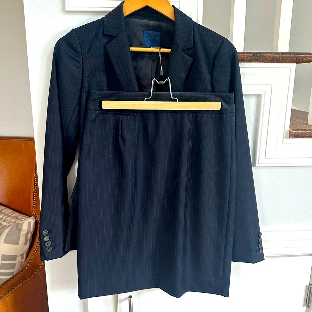J Crew Pinstripe Wool Pencil Skirt 2